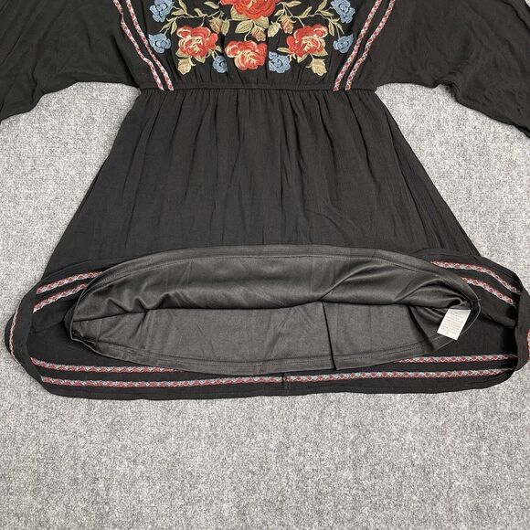 Savanna Jane Dress Size Small Embroidered Floral Long Sleeve Stretch Waist Boho - Picture 5 of 9